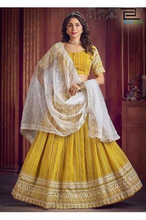 Yellow Georgette Designer Lehenga